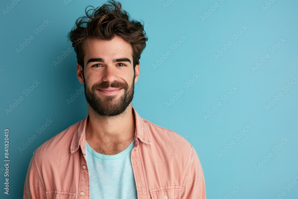 A close up portrait of a young man with a subtle smile A close up portrait of a young man with a subtle smile