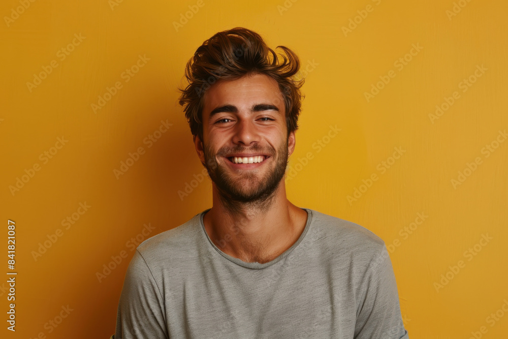 Fototapeta premium A close up portrait of a young man with a subtle smile