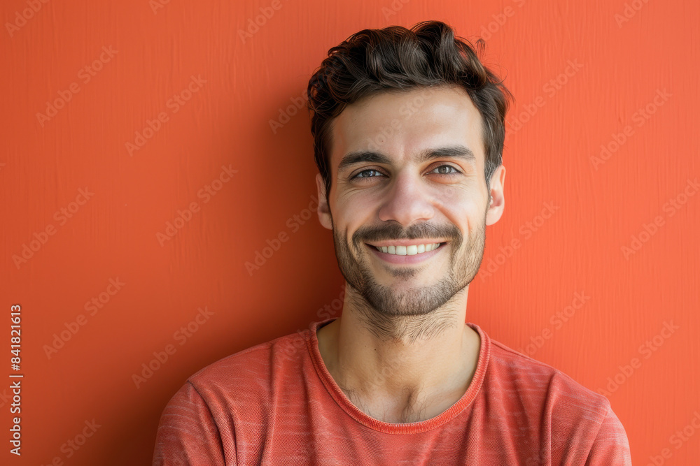 Obraz premium A close up portrait of a young man with a subtle smile
