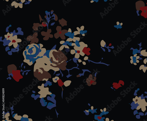 Dainty Abstract flower Bright and cute colors pattern, simple, neutral flowers on white background Seamless pattern of elegant, dainty, neutral watercolor floral for fabric, home decor, and wrapping