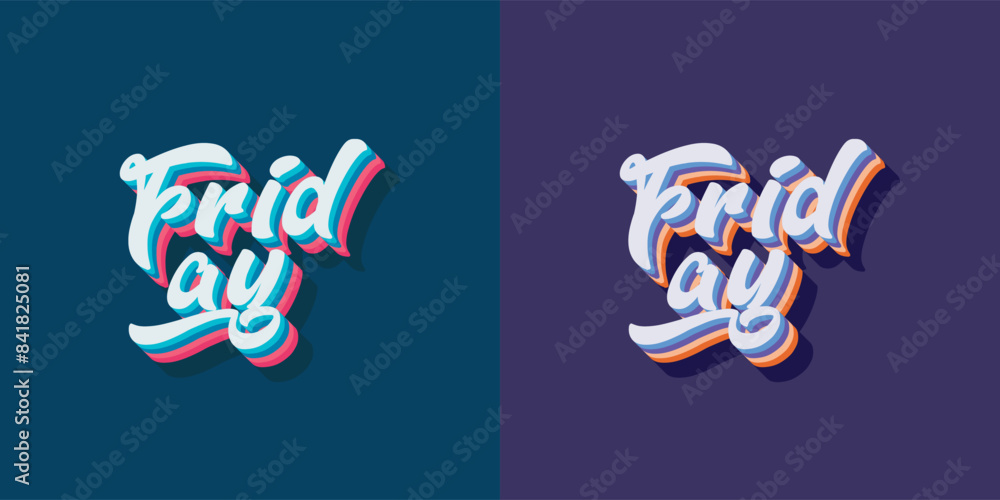 Friday typography editable colour effect template in 3d shadow style. Suitable for brand, business logo or calendar design. Eps 10 vector. Friday typography editable colour effect template in 3d shadow style. Suitable for brand, business logo or calendar design. Eps 10 vector.
