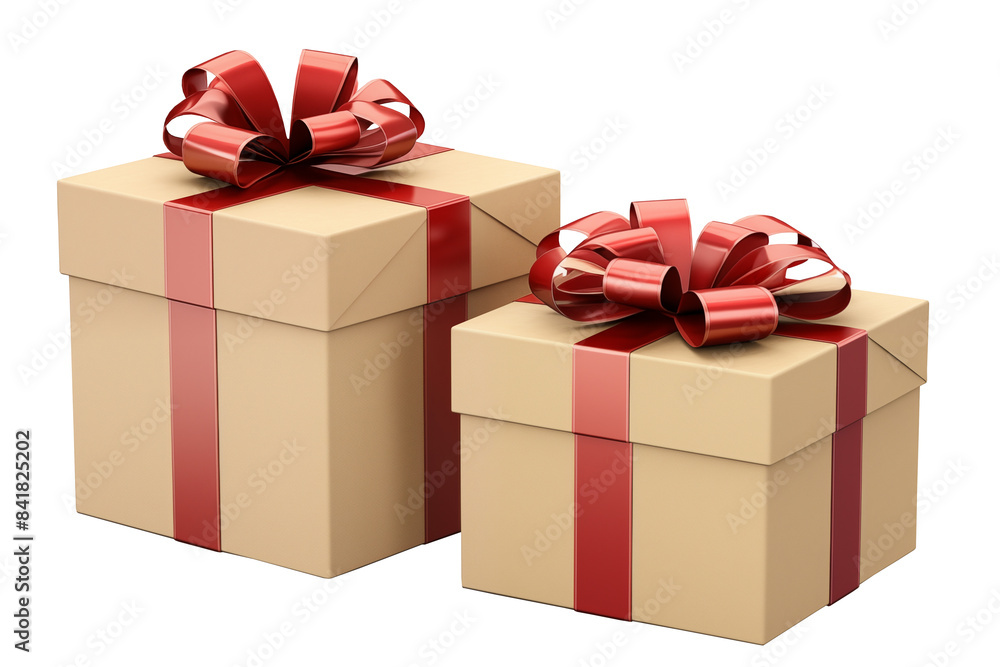 gift box wrapped with red bow and ribbon isolated on white background. gift box wrapped with red bow and ribbon isolated on white background.