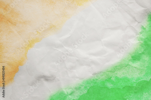 The Indian flag painted on white paper with watercolor