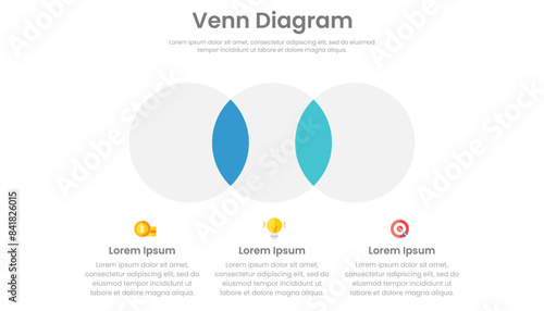 Venn diagram infographic template design with three circle and icons