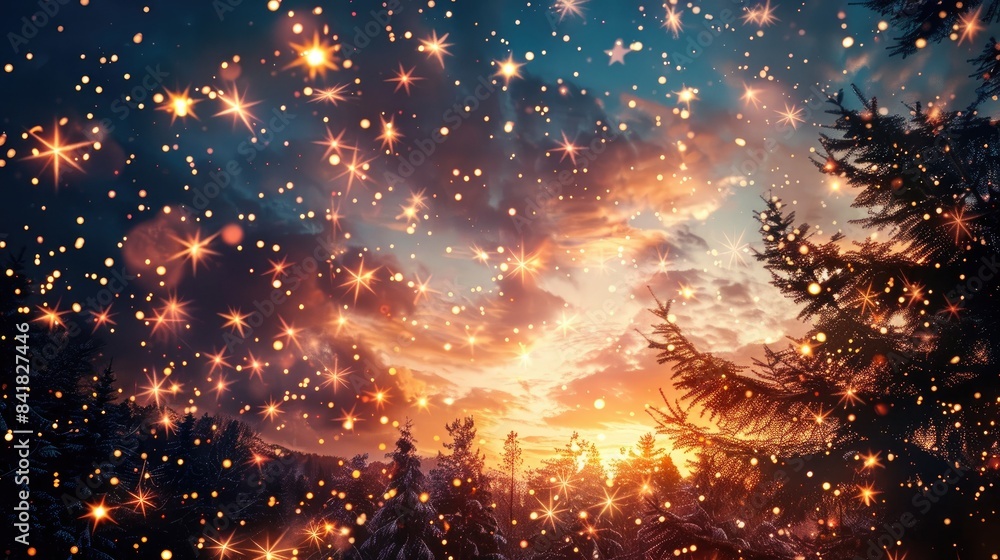 Festive Holiday Atmosphere with Sky Bursts Festive Holiday Atmosphere with Sky Bursts