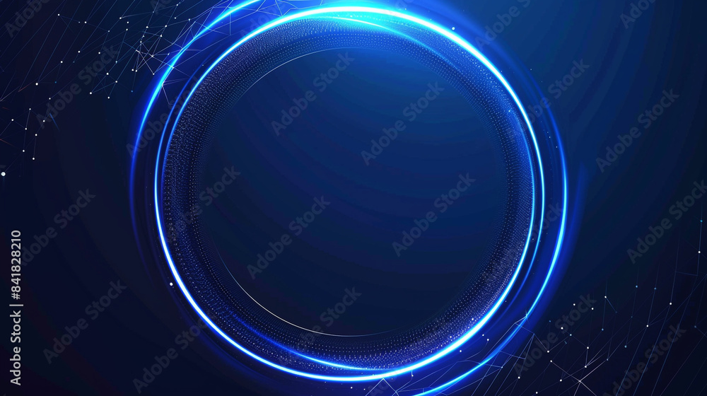 Obraz premium Abstract glowing circle lines on a dark blue background. Geometric stripe line art design. Modern shiny blue lines. 