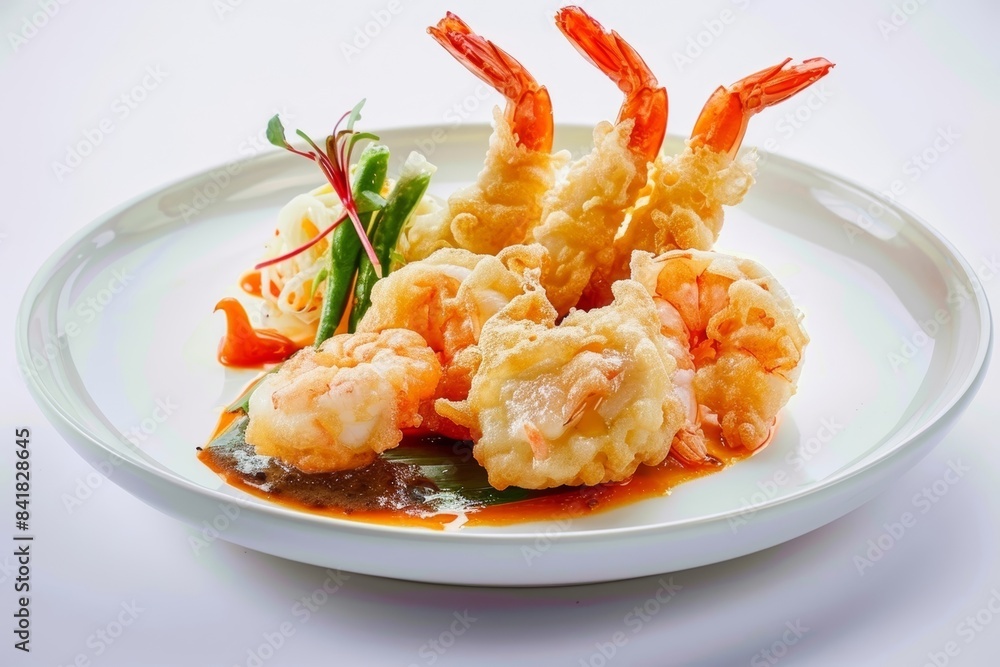 Crispy Tempura Shrimp and Vegetable Platter with House-Made Sauce Crispy Tempura Shrimp and Vegetable Platter with House-Made Sauce