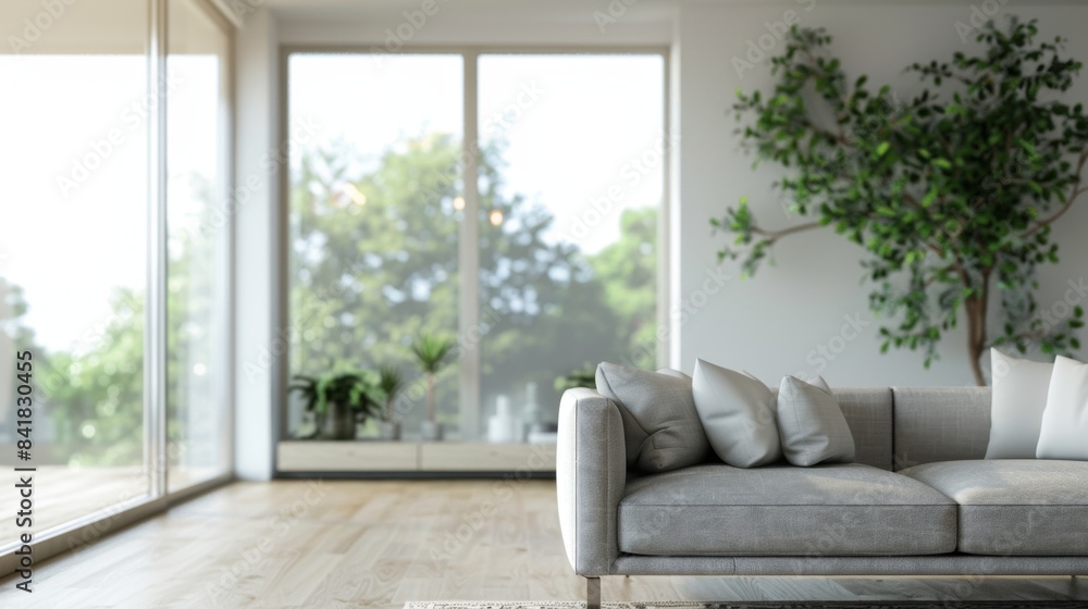 Modern Minimalist Living Room with Natural Light, Generative AI Modern Minimalist Living Room with Natural Light, Generative AI