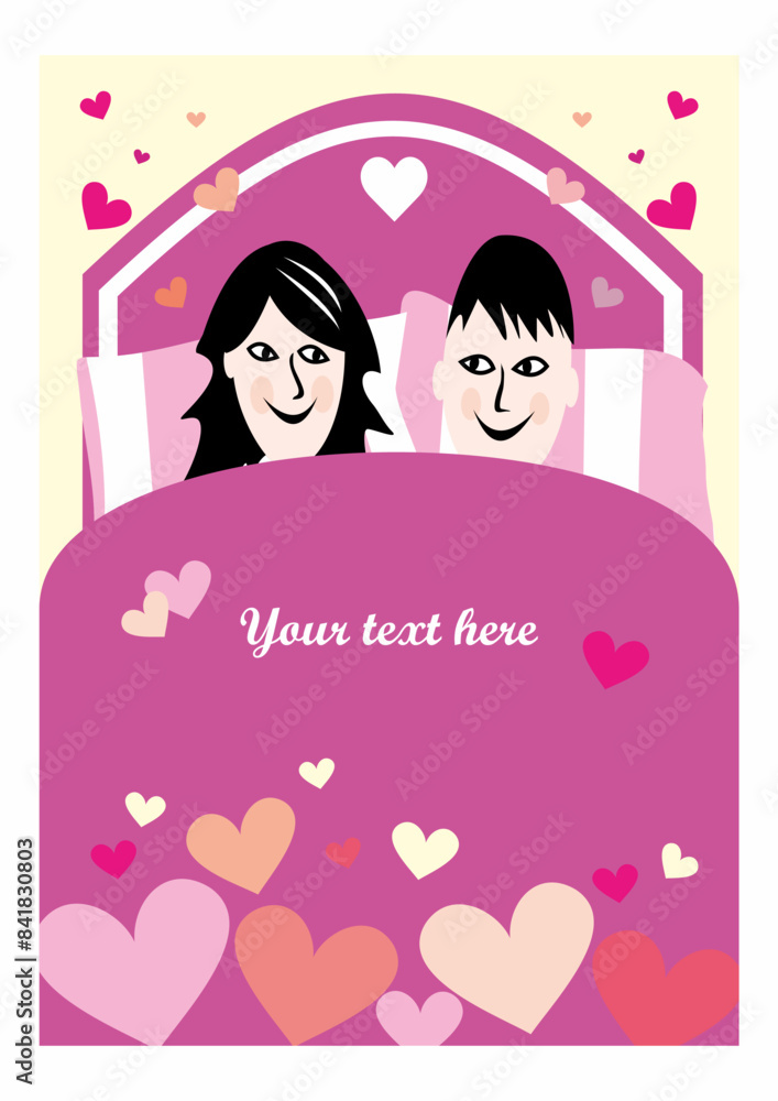Wedding wish, bedroom, people, vector funny illustration, art Wedding wish, bedroom, people, vector funny illustration, art
