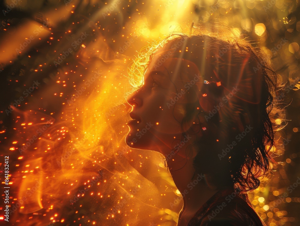 Intense Ultra HD Sun Flare Close Up with Vibrant Colors and Double Exposure Silhouette of Solar Winds on Copy Space Background Intense Ultra HD Sun Flare Close Up with Vibrant Colors and Double Exposure Silhouette of Solar Winds on Copy Space Background