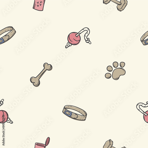 Seamless pattern with dog accessories. Editable vector background for advertising veterinary services, pet store