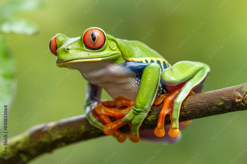 Red-eyed tree frog sitting on a branch Red-eyed tree frog sitting on a branch