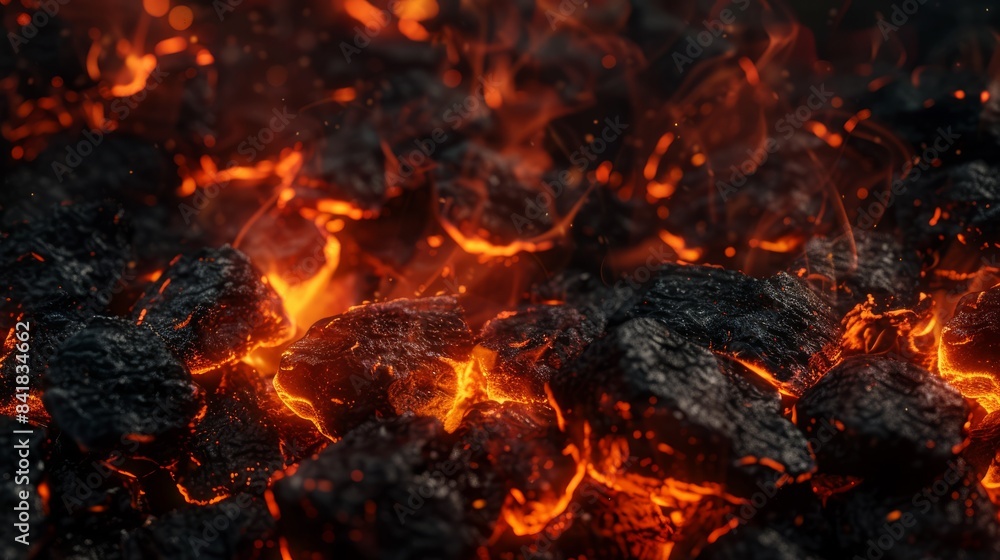 Incandescent charcoal embers with beautiful orange and reddish tones. High quality photo Incandescent charcoal embers with beautiful orange and reddish tones. High quality photo