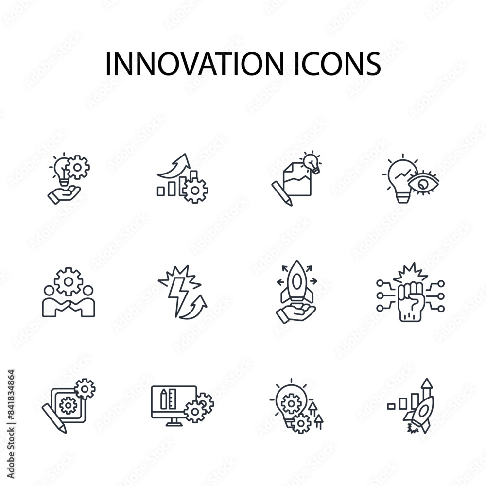 Innovation icon set.vector.Editable stroke.linear style sign for use web design,logo.Symbol illustration. Innovation icon set.vector.Editable stroke.linear style sign for use web design,logo.Symbol illustration.