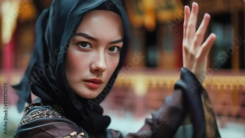 Female Muslim Martial Artist in Action