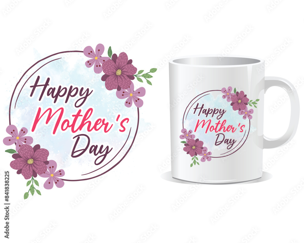 Naklejka premium Happy mother's Day Mug Design Vector, Mother mug vector, Mom vector