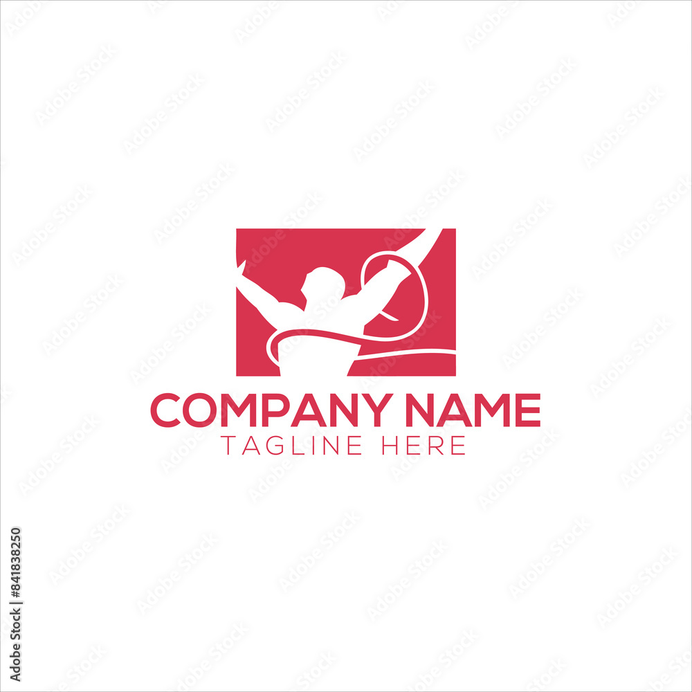 Fototapeta premium Fitness girl lifting dumbbell, biceps training, vector logo 