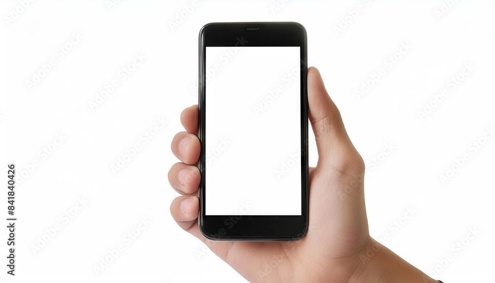 hand holding smartphone with blank screen hand holding smartphone with blank screen