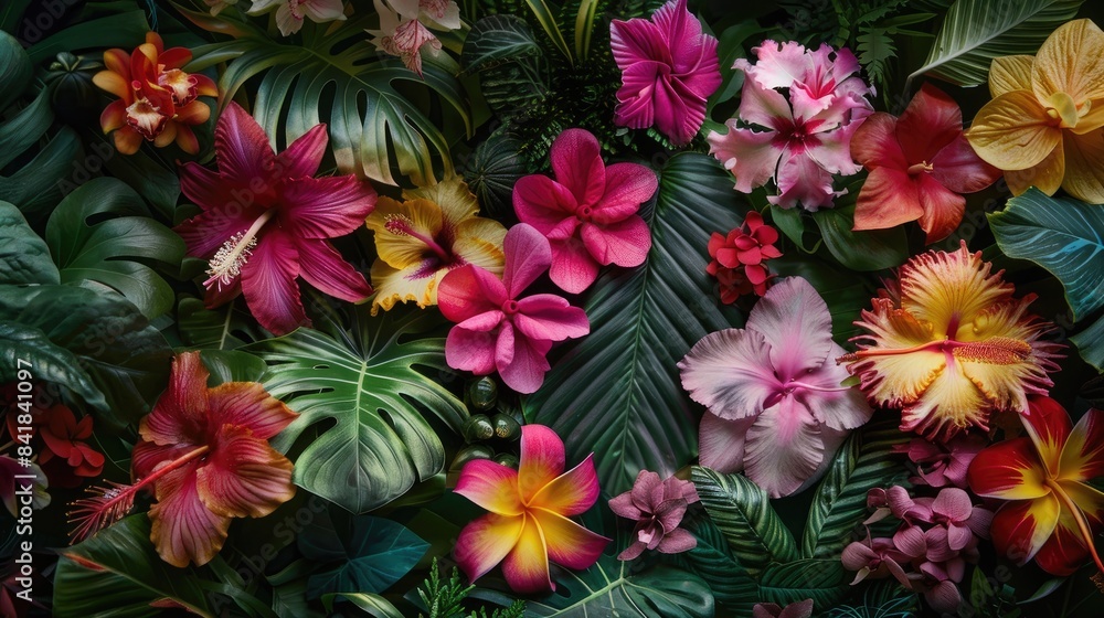 A collection of diverse tropical blooms A collection of diverse tropical blooms