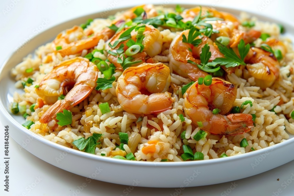 Elegant Shrimp and Rice Pilaf with Plump Shrimp and Green Onions Elegant Shrimp and Rice Pilaf with Plump Shrimp and Green Onions