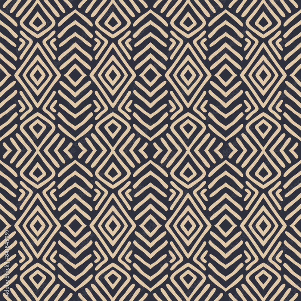 Hand drawn Batik seamless pattern. Geometric doodle abstract background, Ethnic wallpaper. Tribal vector texture. Aztec style. Folk embroidery, Scandinavian art, African rug, tile design. Hand drawn Batik seamless pattern. Geometric doodle abstract background, Ethnic wallpaper. Tribal vector texture. Aztec style. Folk embroidery, Scandinavian art, African rug, tile design.