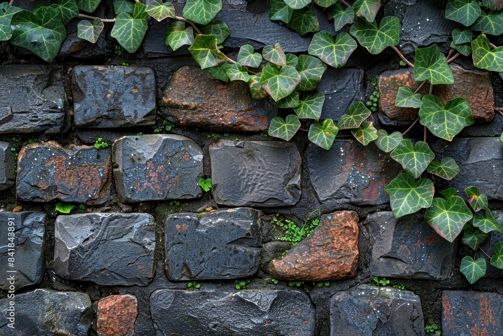 Ivy climbing on a brick wall, perfect for botanical garden concepts Ivy climbing on a brick wall, perfect for botanical garden concepts