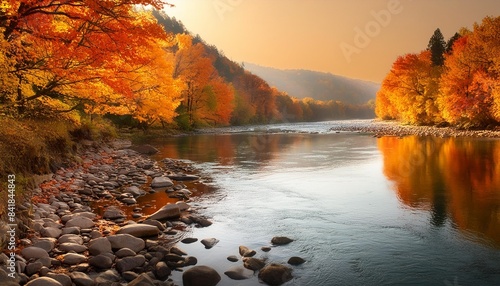 orange autumn on river