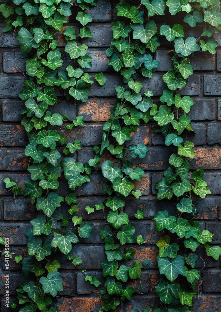Ivy climbing on a brick wall, perfect for botanical garden concepts Ivy climbing on a brick wall, perfect for botanical garden concepts