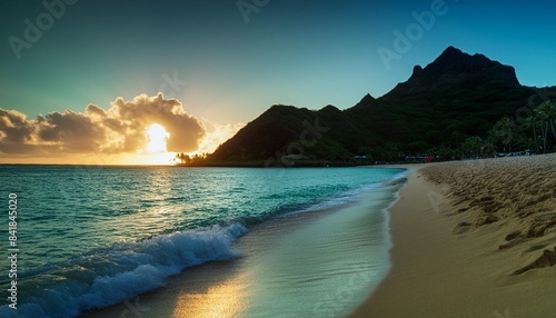 sunrise at lanikai beach in kailua oahu hawaii photo