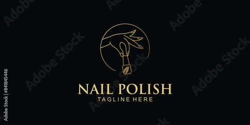 Creative nail polish studio logo design with modern concept, premium vector