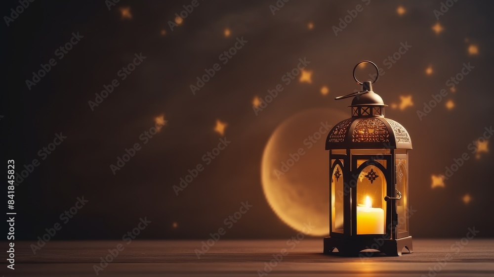 Ramadan kareem greeting card banner with Islamic crescent and lantern Ramadan kareem greeting card banner with Islamic crescent and lantern