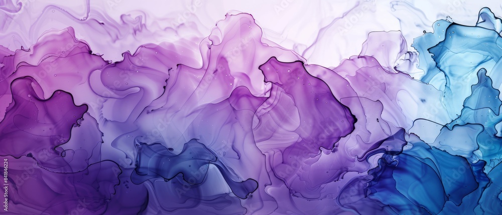 Create fluid art with purple, pink, and blue tones in watercolor and ink for a modern background Create fluid art with purple, pink, and blue tones in watercolor and ink for a modern background
