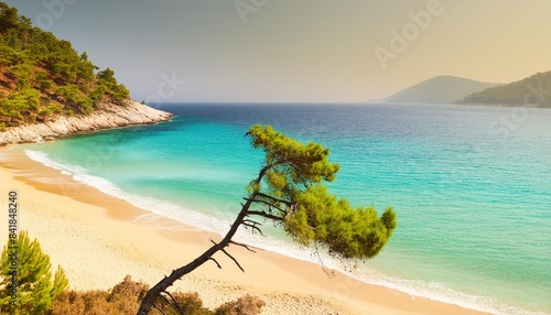 greece island thasos beach and turquoise water photo