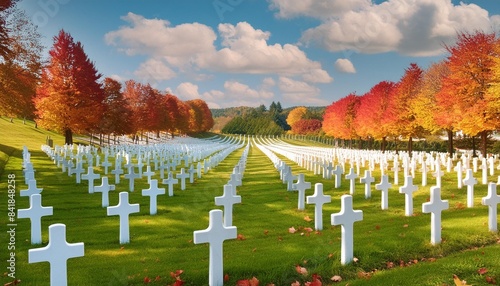 photo of a portion of the american cemetery in luxembourg in the fall