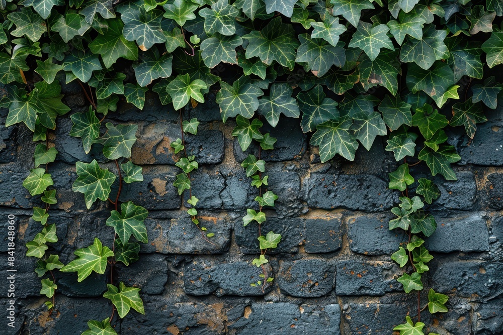 Ivy climbing on a brick wall, perfect for botanical garden concepts Ivy climbing on a brick wall, perfect for botanical garden concepts