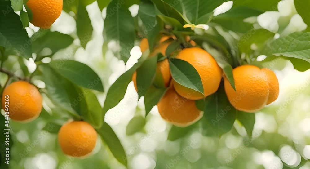 Closeup of ripe juicy oranges in greenery on tree branches oranges in garden 4k Closeup of ripe juicy oranges in greenery on tree branches oranges in garden 4k