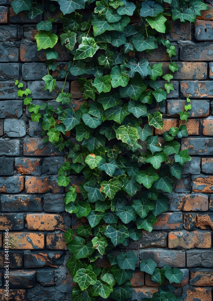 Ivy climbing on a brick wall, perfect for botanical garden concepts Ivy climbing on a brick wall, perfect for botanical garden concepts