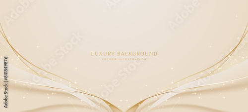Abstract luxury gold background. Modern golden line wave design template. Premium soft cream with elegant geometric banner vector illustration