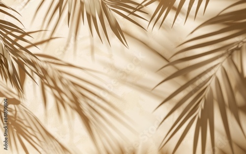 Tropical Palm Leaf Shadows on Beige Background create a relaxingly serene setting photo