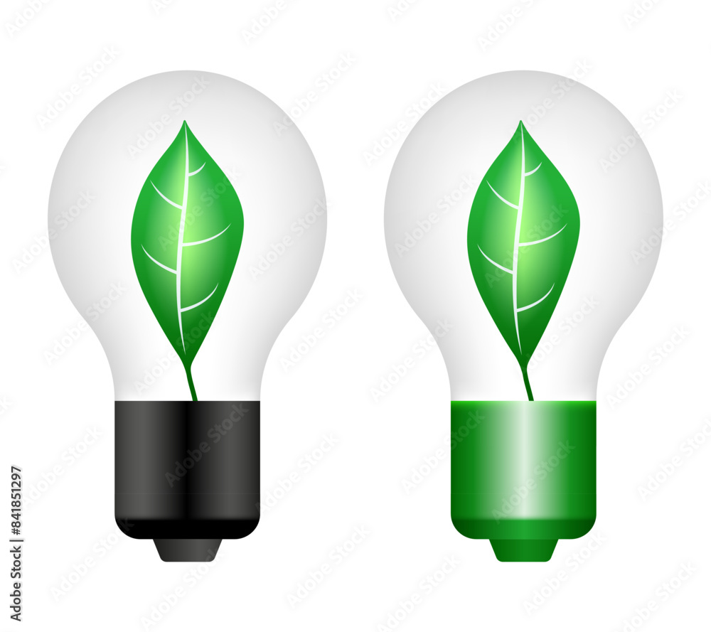 LED Lightbulb. Lightbulb with a leaf inside. Vector clipart.. LED Lightbulb. Lightbulb with a leaf inside. Vector clipart..
