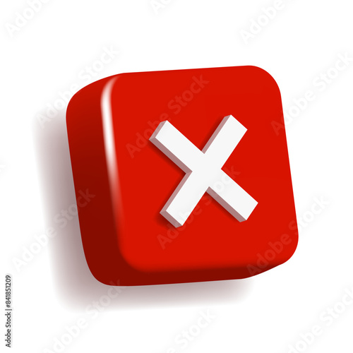3D cancel icon. Vector clipart isolated on white background.