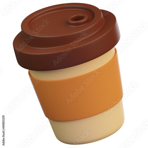 3d illustration of brown coffee cup.
