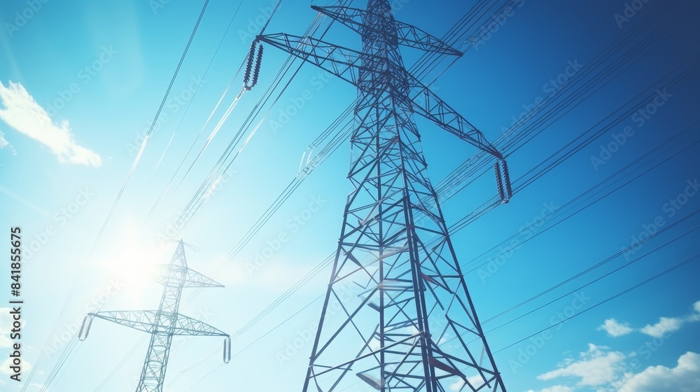 Power lines on high tension electric pole Power lines on high tension electric pole