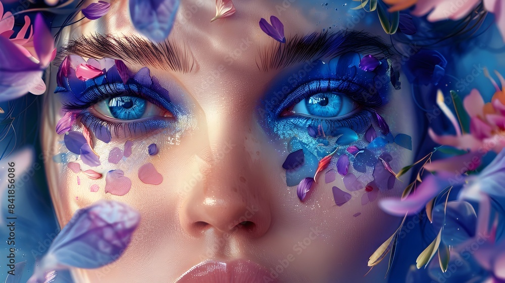 Obraz premium Captivating Floral Fantasy Portrait of a Mystical Feminine Visage