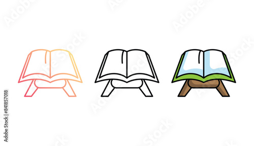 Quran icon design with white background stock illustration