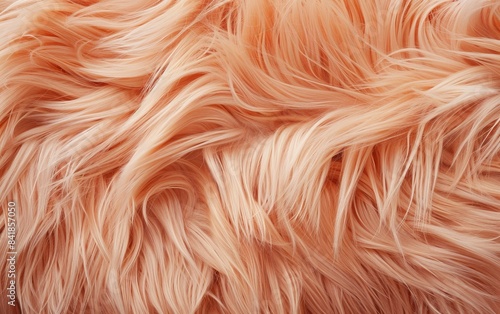 This background features a soft peach fur with a luxurious, fluffy texture in a closeup view