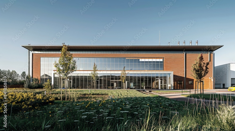 Exterior of a textile factory using organic materials and energy-efficient processes Exterior of a textile factory using organic materials and energy-efficient processes
