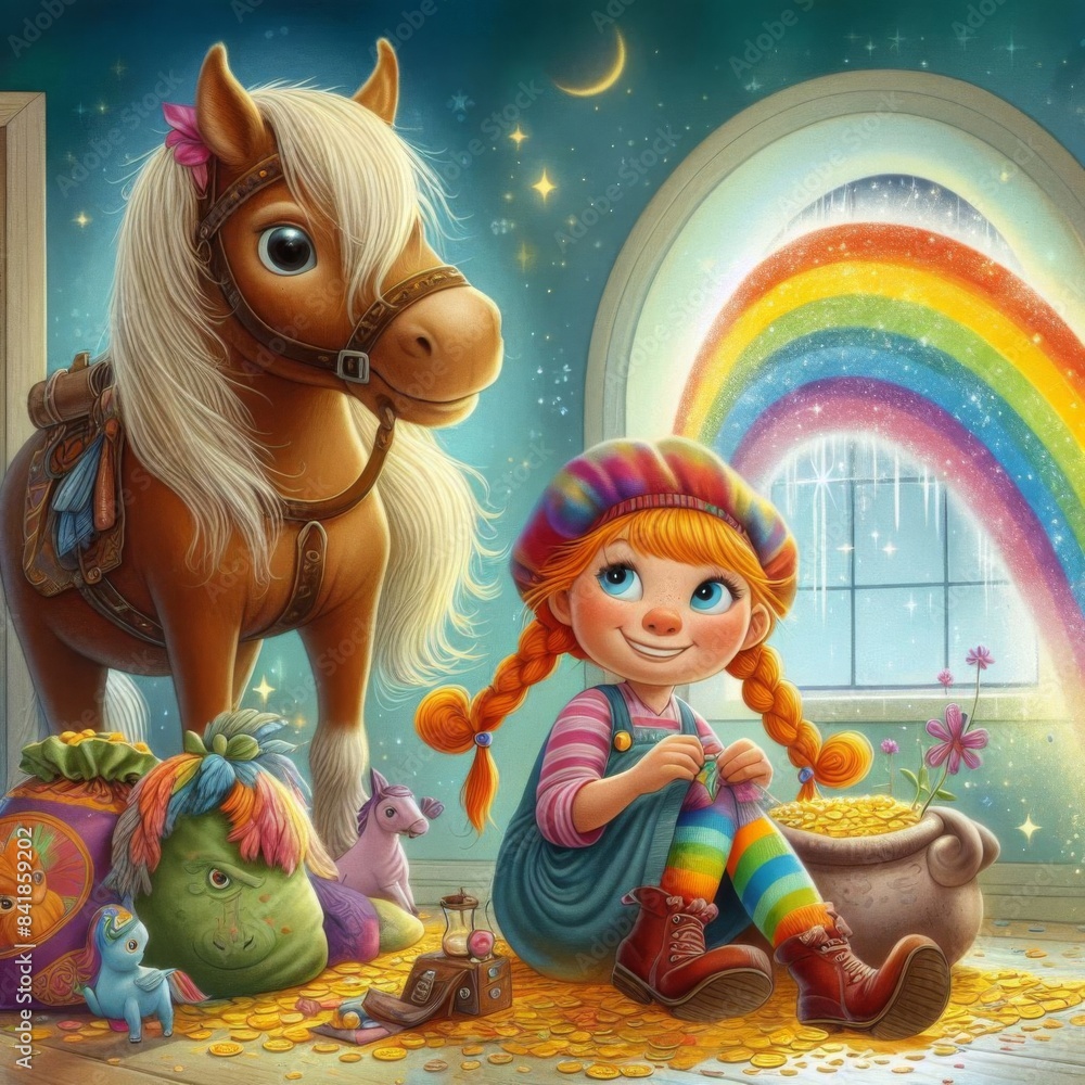 Naklejka premium Illustration for the fairy tale of pappy longstocking.