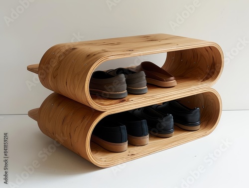 Wooden Shoe Organizer with Two Shelves for Stylish Storage Solutions