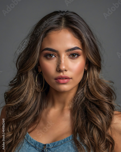 Stunning portrait of a beautiful latina female influencer and model